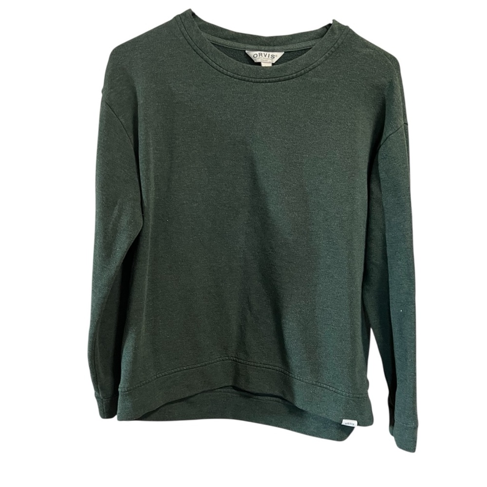 Orvis Green Crew Neck Sweater Classic Knit